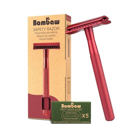 voordelige Bambaw safety razor rood bij Bag-again zero waste webshop